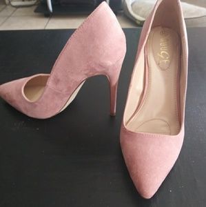 Pink suede heels
